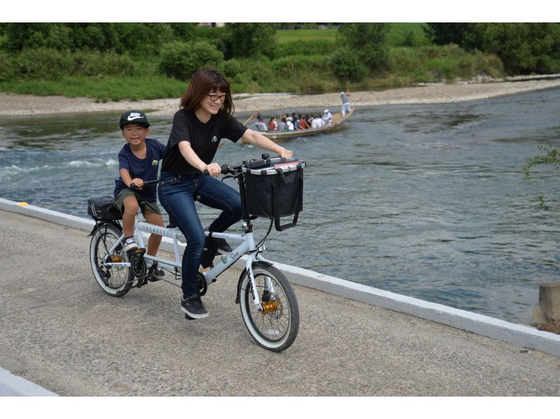 京都・亀岡　タンデム自転車サイクリング【ガイドなし】【トロッコ列車にも乗ろう】